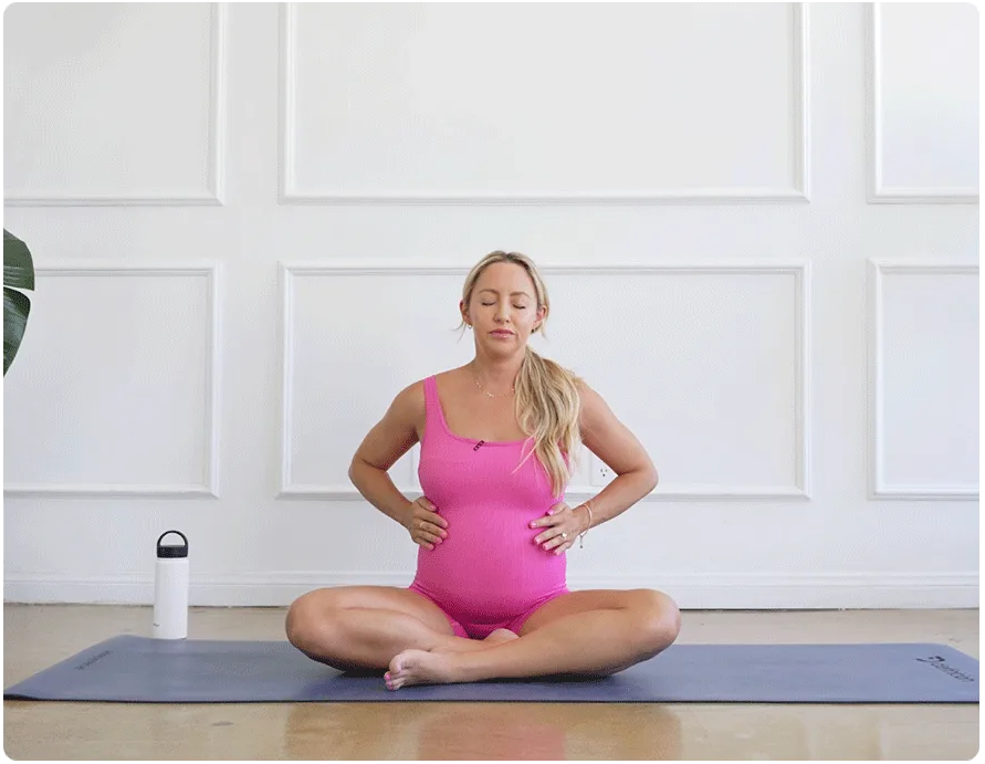 deep breathing pregnant pilates exercise